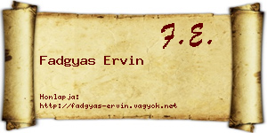 Fadgyas Ervin névjegykártya